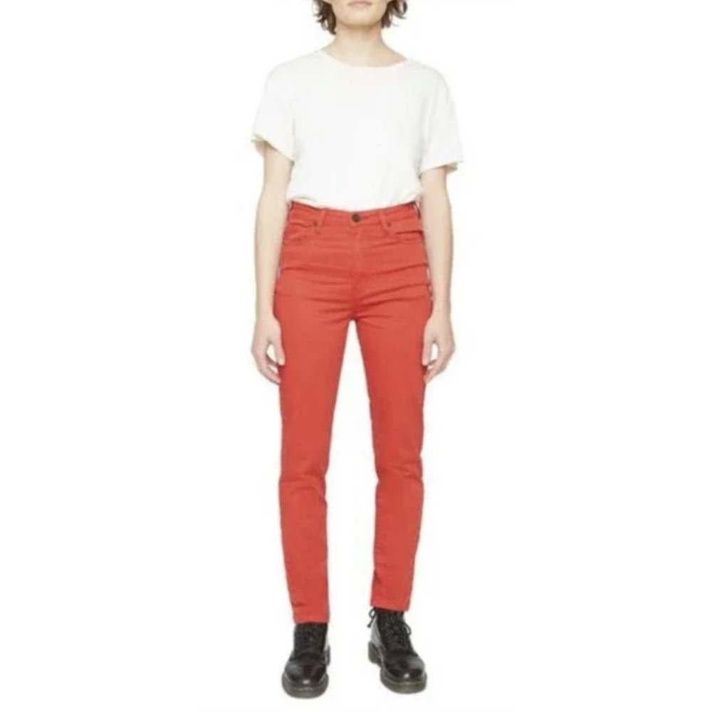 NWT Sandrine Rose x Free People Skinny Jeans in Red- Size US 24